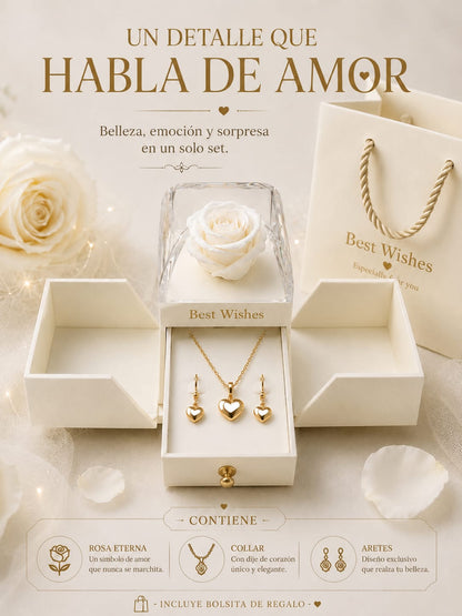 ROSA ETERNA CON JOYAS DELUX
