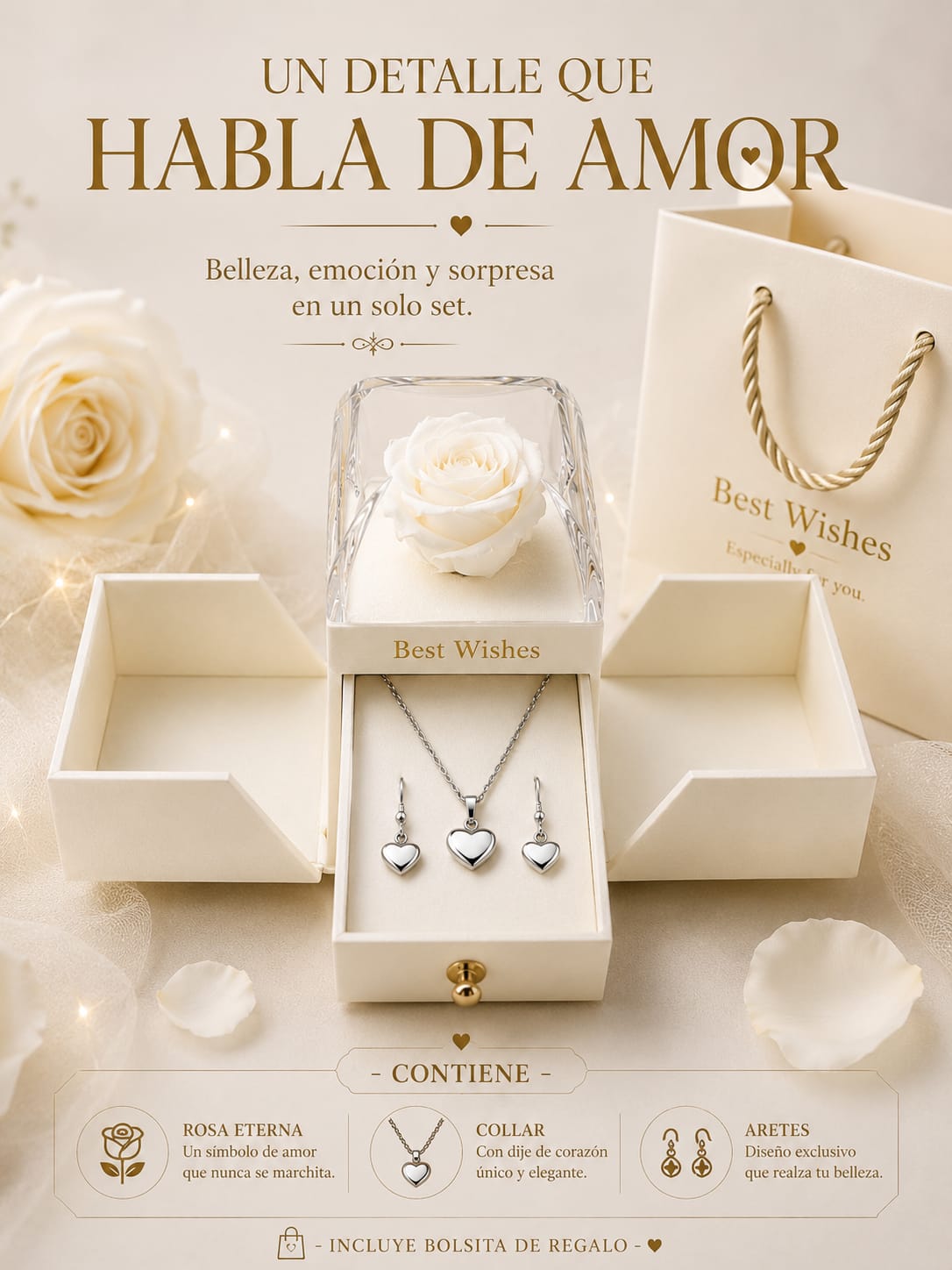 ROSA ETERNA CON JOYAS DELUX