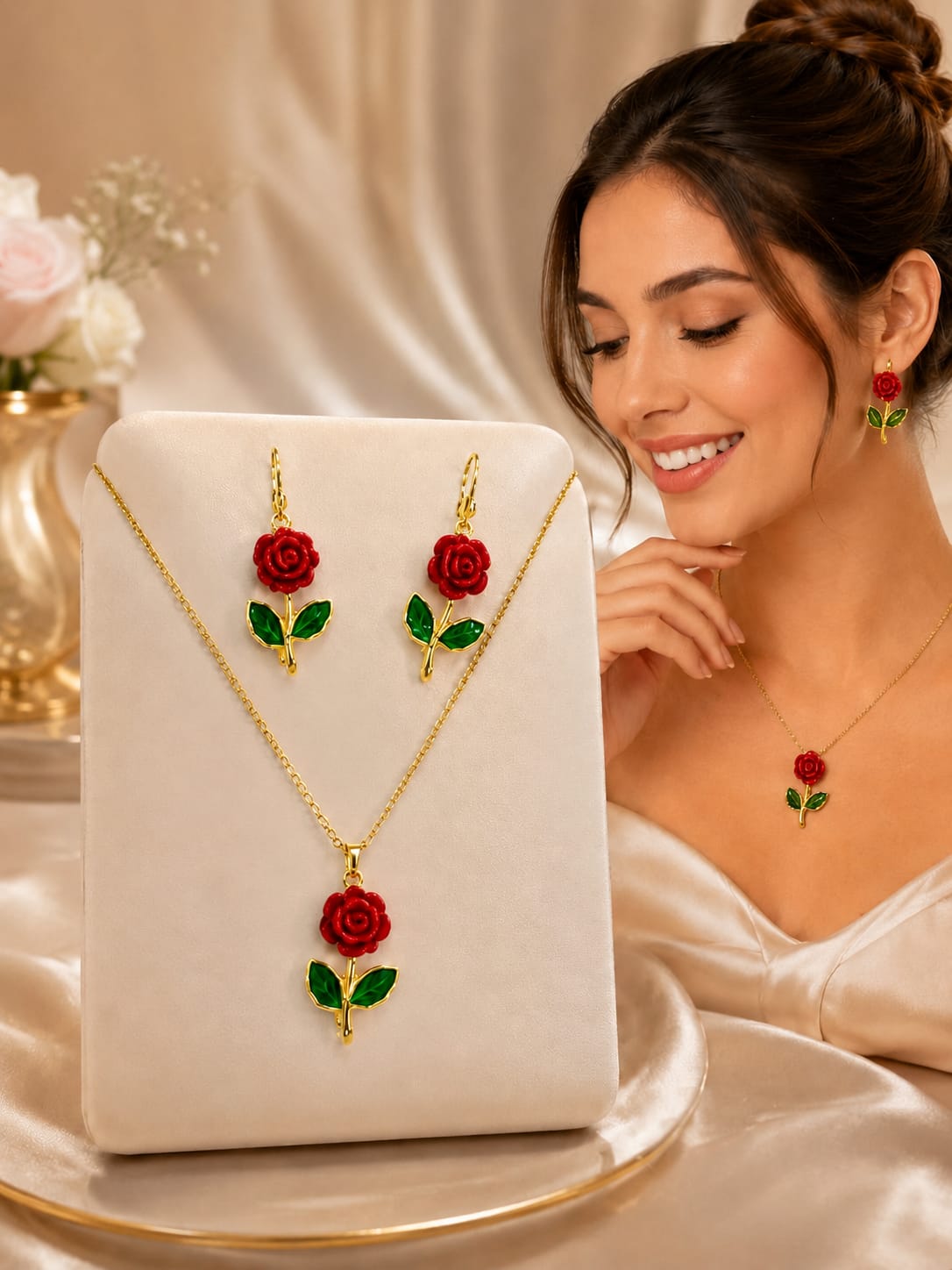 Rosa Eterna Con Joyas Delux